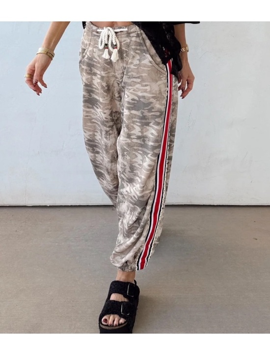 Copper and Cloth Pants - Copper and cloth X POL Brown Camouflage Track pants sweatpants Red Stripe sz XS